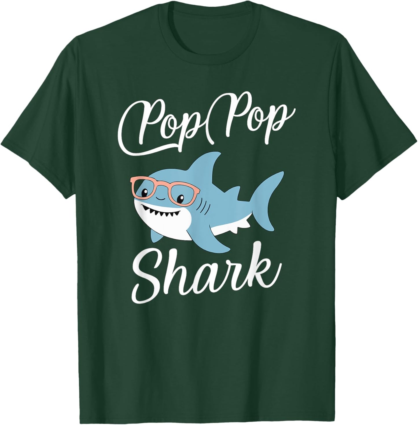 Pop-Pop Shark Funny Matching Family Grandpa PopPop T-Shirt - T-Shirt | Forest