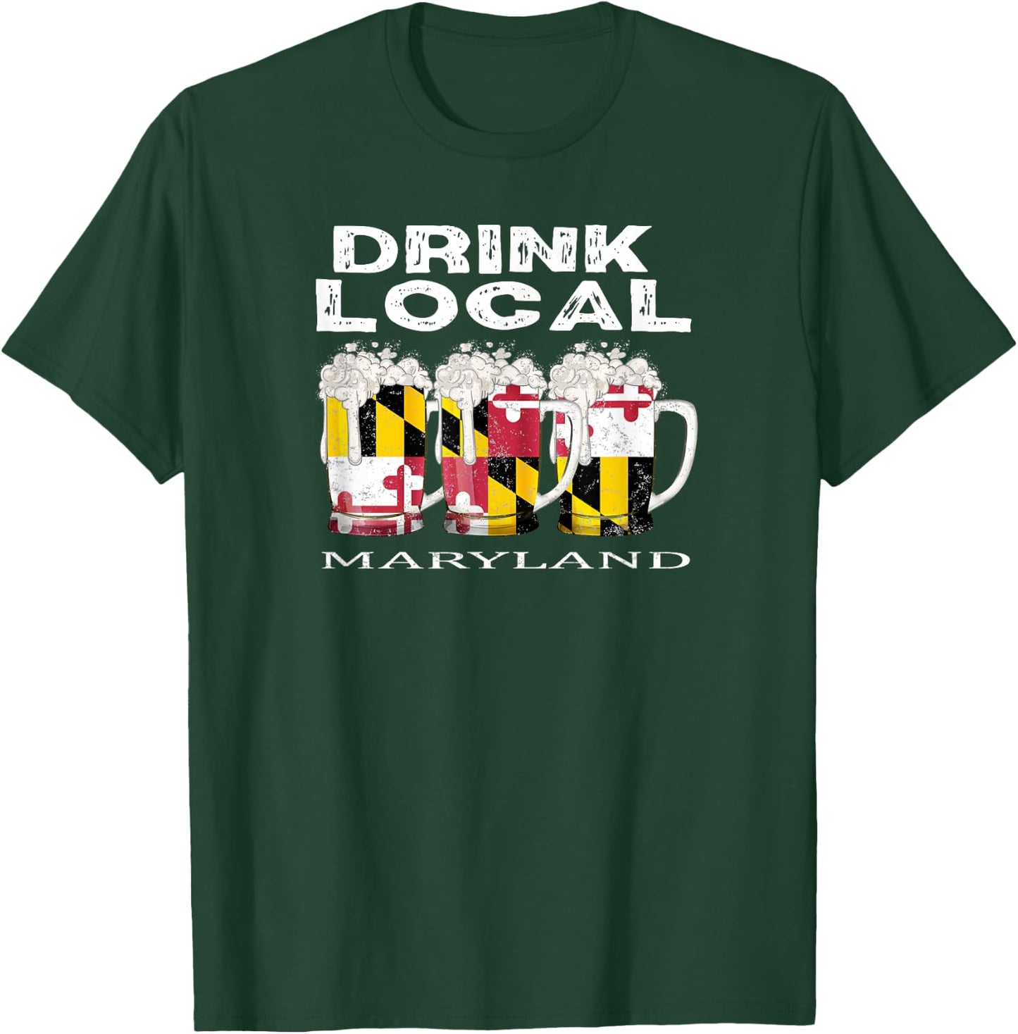 Beer Lover Mug Funny MD Maryland State Flag USA T-Shirt - T-Shirt | Forest