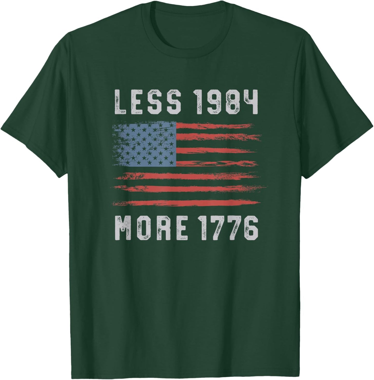 Less 1984 More 1776 American Vintage Grunge Flag Free Speech T-Shirt - T-Shirt | Forest