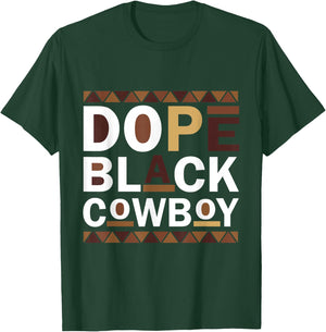 Dope Black Cowboy Retro Juneteenth Black History T-Shirt - T-Shirt | Forest