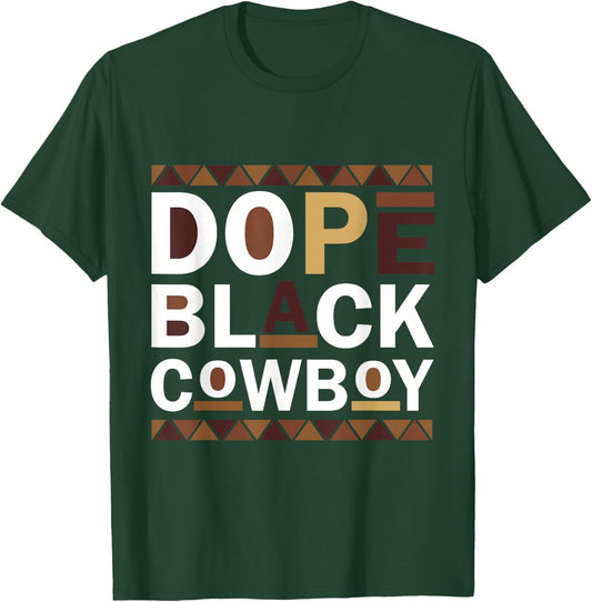 Dope Black Cowboy Retro Juneteenth Black History T-Shirt - T-Shirt | Forest