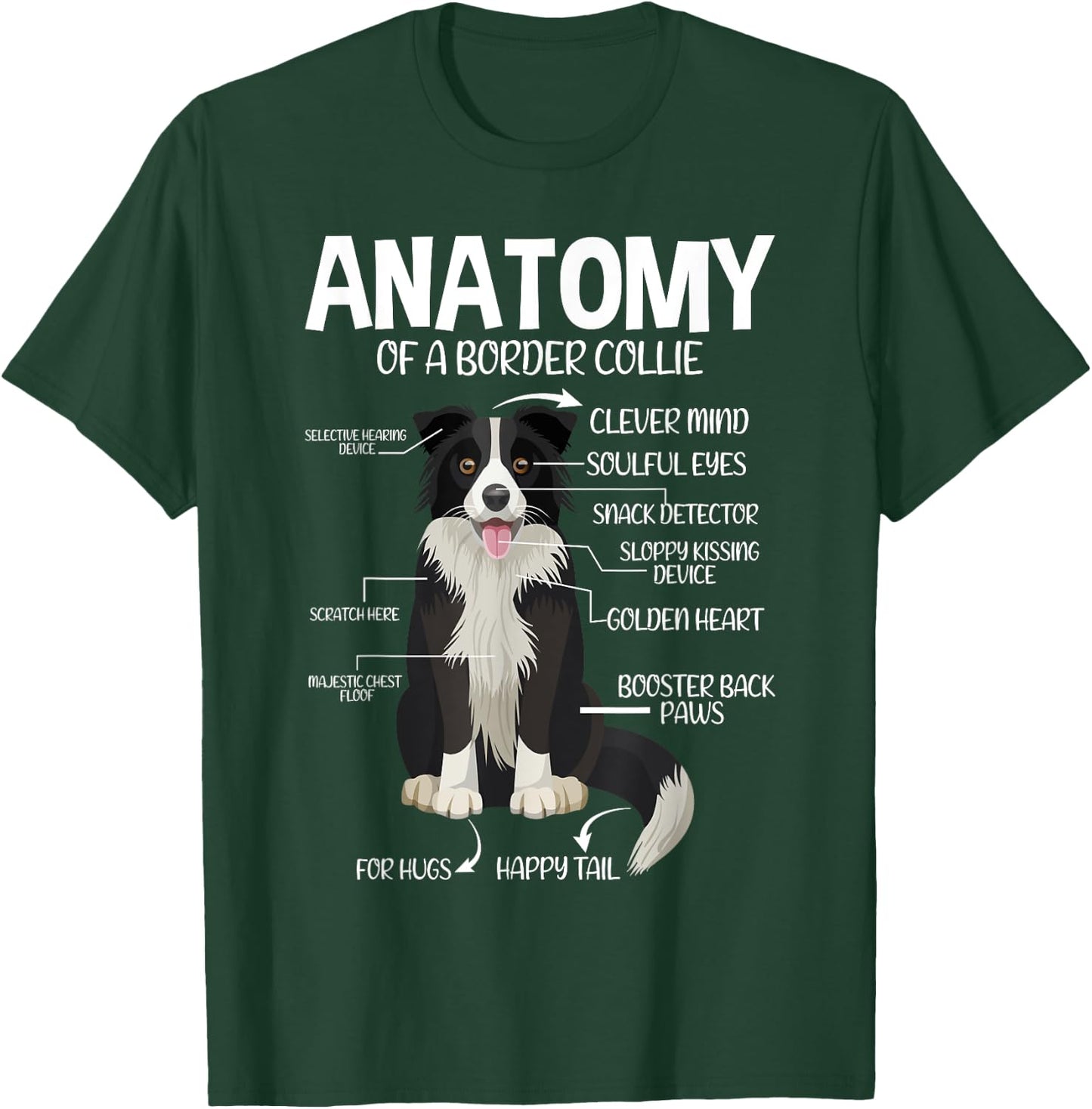 Funny Anatomy Border Collie Dog Lover T-Shirt - T-Shirt | Forest