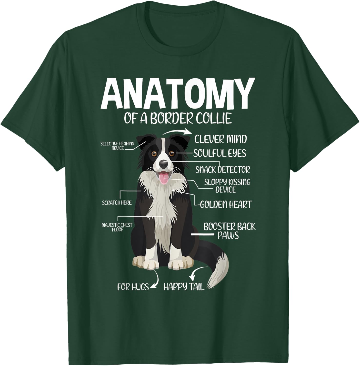 Funny Anatomy Border Collie Dog Lover T-Shirt - T-Shirt | Forest