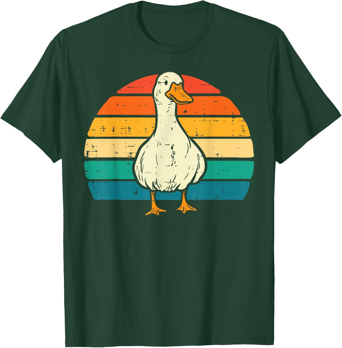 Duck Sunset Retro Goose Farm Animal Farmer Women Men Kids T-Shirt - T-Shirt | Forest