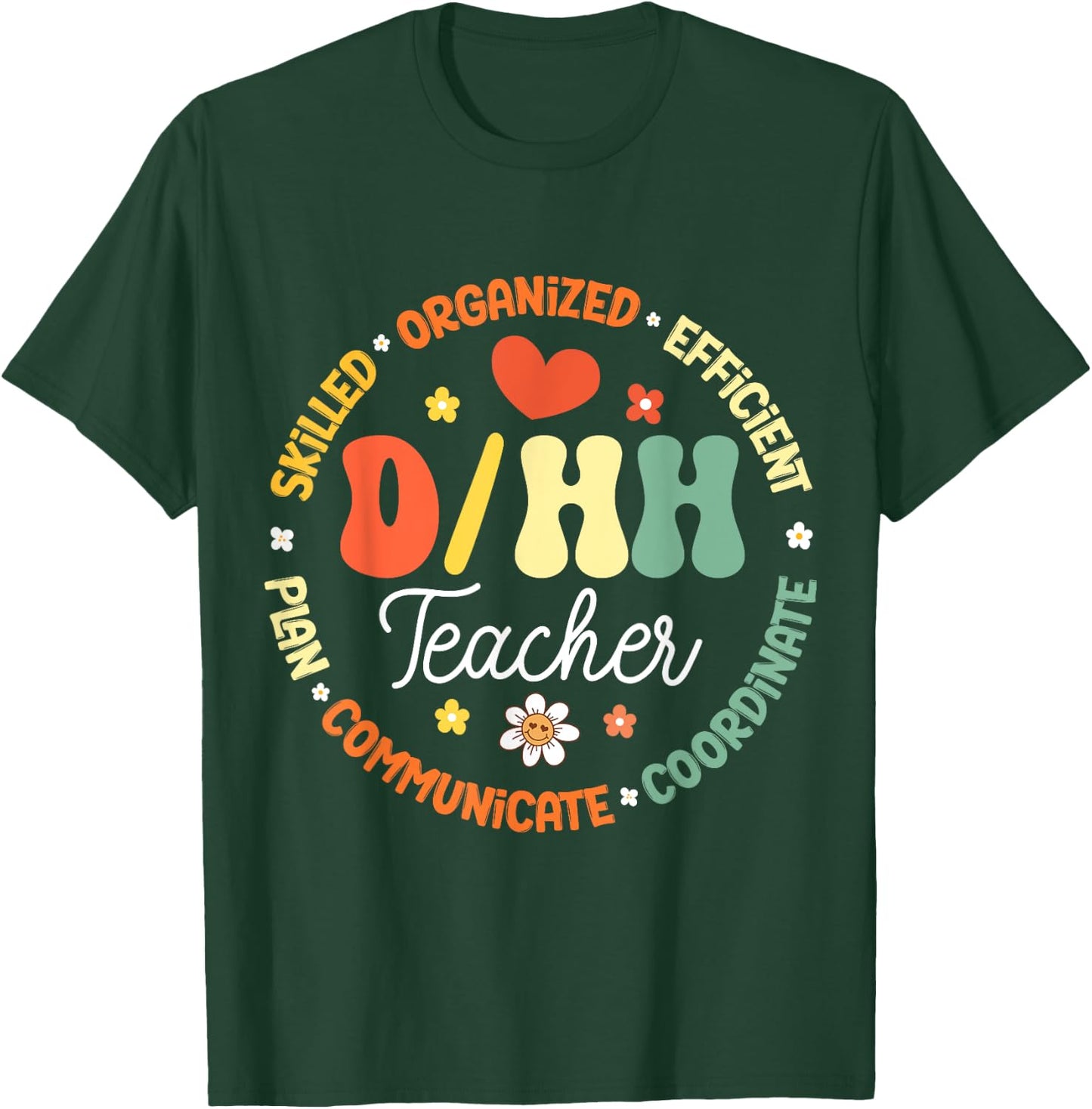 D/HH Teacher Deaf and Hard of Hearing ASL Teachers Groovy Men Women Kids T-Shirt - T-Shirt | Forest