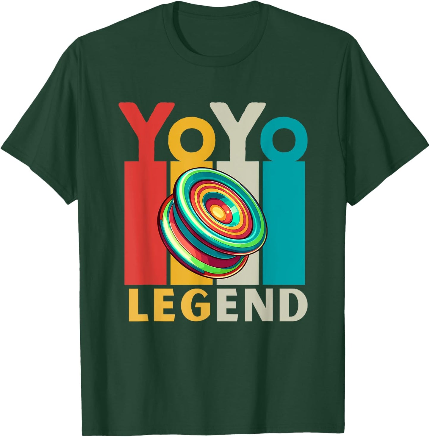 Yo-Yo Player Toy | Vintage Lettering Yoyo Legend T-Shirt - T-Shirt | Forest