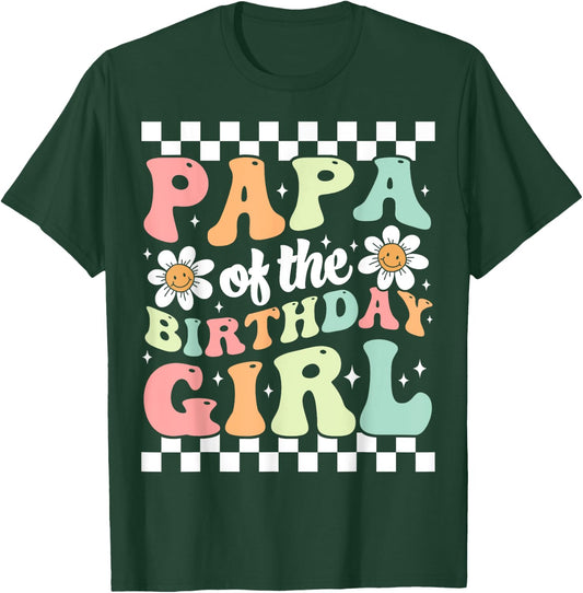 Papa of The Birthday Girl Retro Family Groovy Birthday Party T-Shirt - T-Shirt | Forest