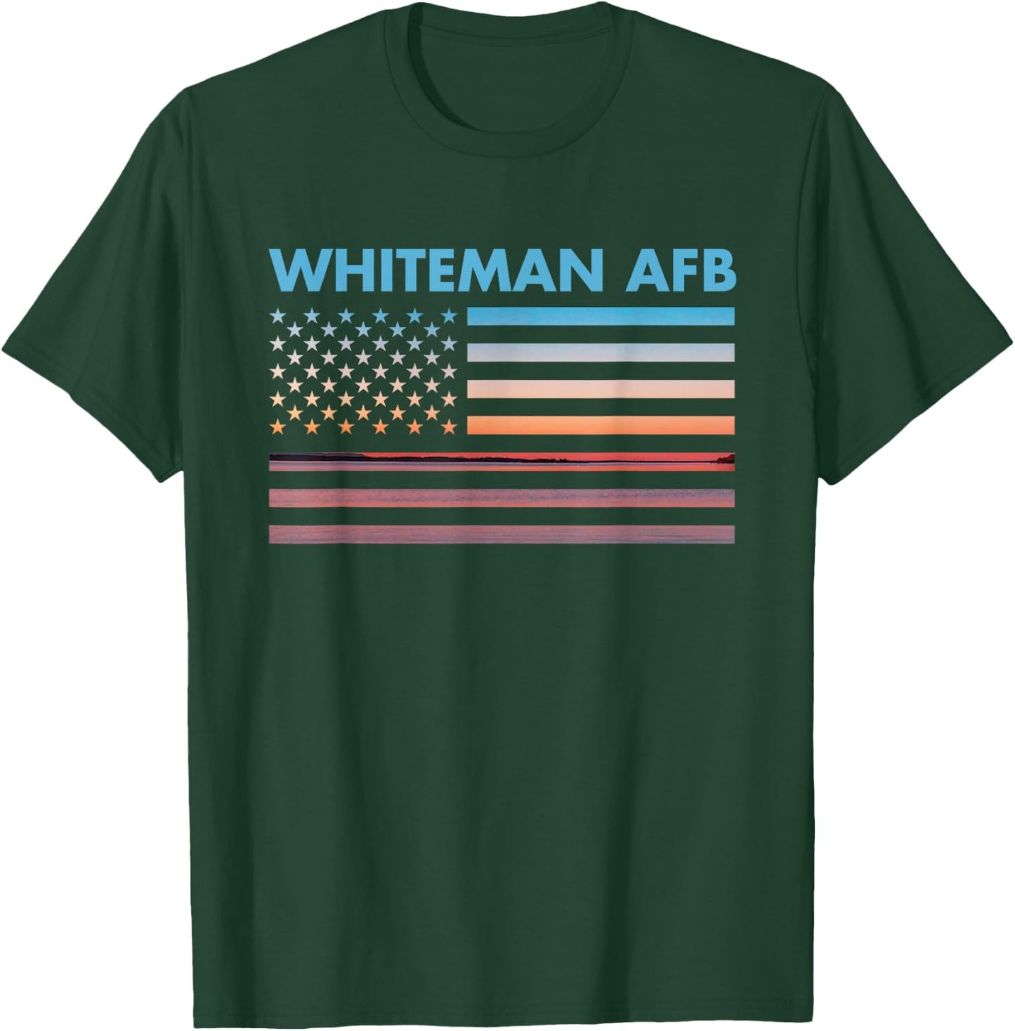 Vintage Sunset American Flag Whiteman AFB, Missouri T-Shirt - T-Shirt | Forest