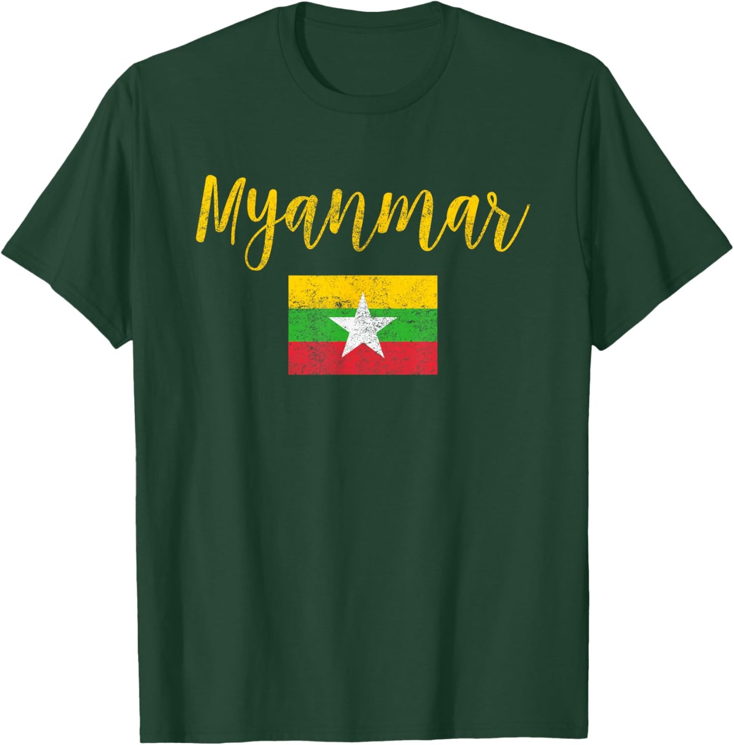 Myanmar Myanmar Flag Vintage T-Shirt - T-Shirt | Forest