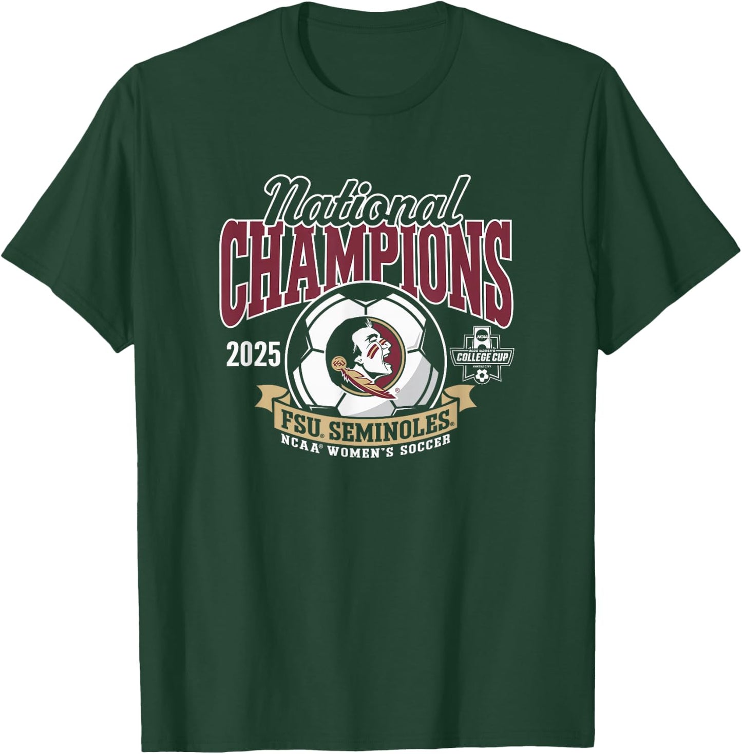 Florida State Seminoles National Champs 2025 Women's Soccer T-Shirt - T-Shirt | Forest