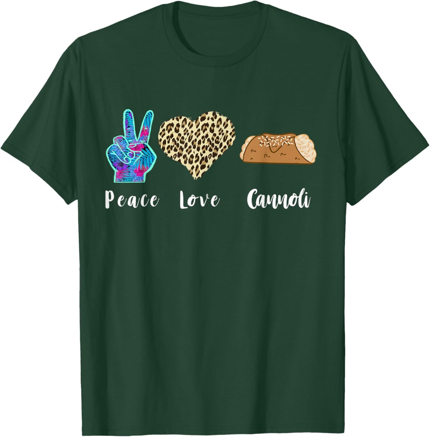 Italy Cannoli Lover Love Peace Italian Food Heart Cannoli T-Shirt - T-Shirt | Forest
