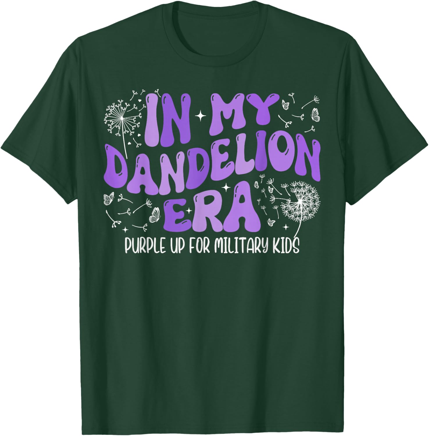 Groovy In My Dandelion Era Purple Up For Military Kids Month T-Shirt - T-Shirt | Forest