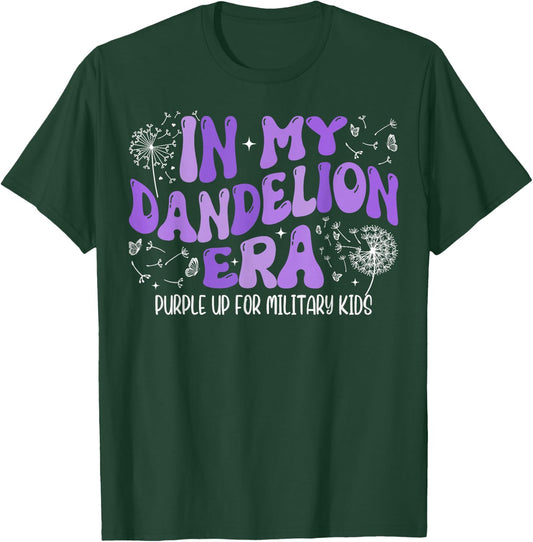 Groovy In My Dandelion Era Purple Up For Military Kids Month T-Shirt - T-Shirt | Forest