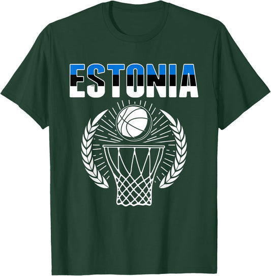 Estonia Basketball Lovers Jersey - Estonian Sport Supporters T-Shirt - T-Shirt | Forest