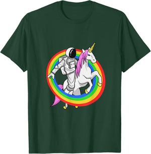 Astronaut Riding Unicorn Funny Space Galaxy Travel T-Shirt - T-Shirt | Forest
