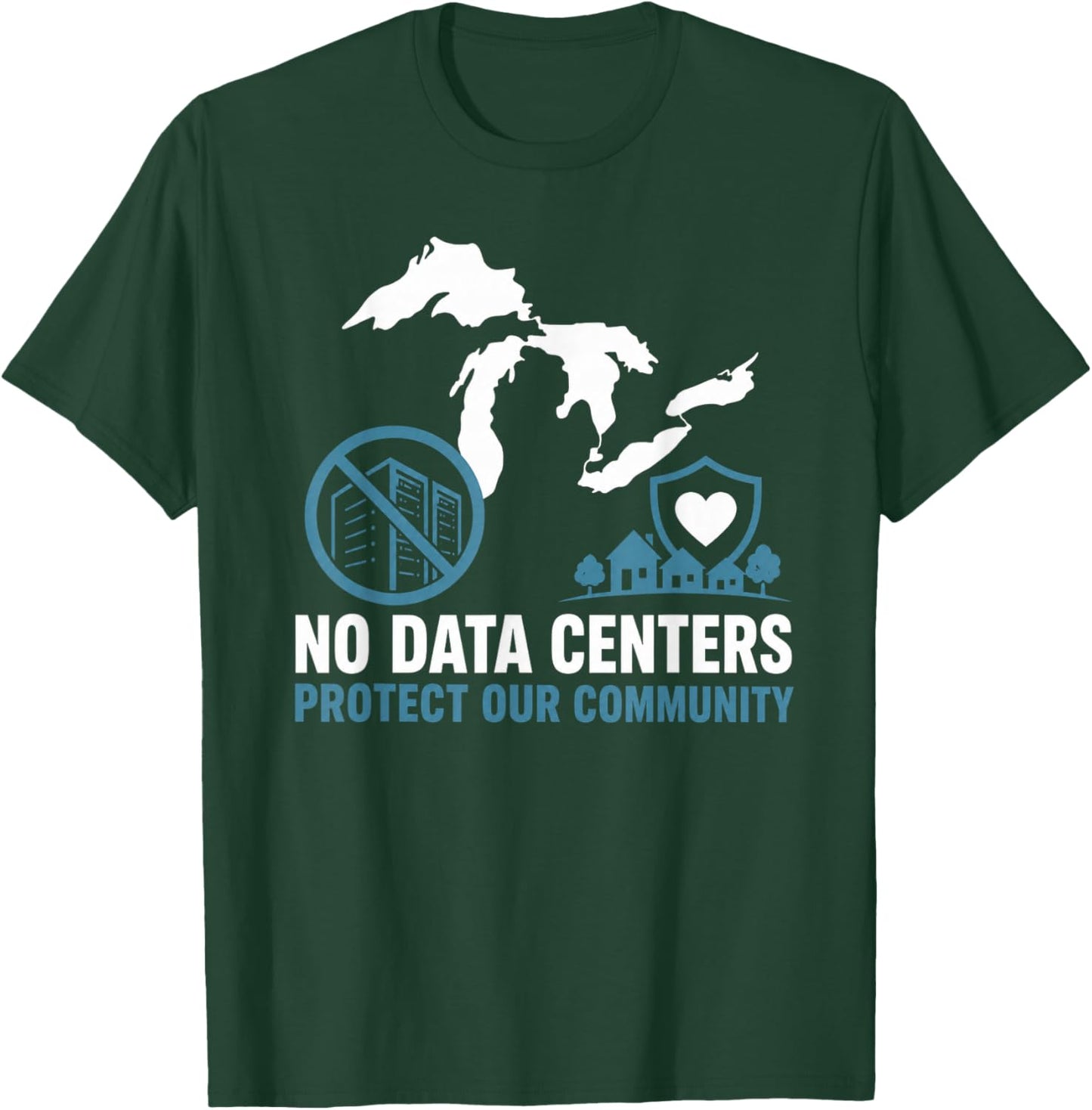 No Data Centers Protect Our Community Retro T-Shirt - T-Shirt | Forest