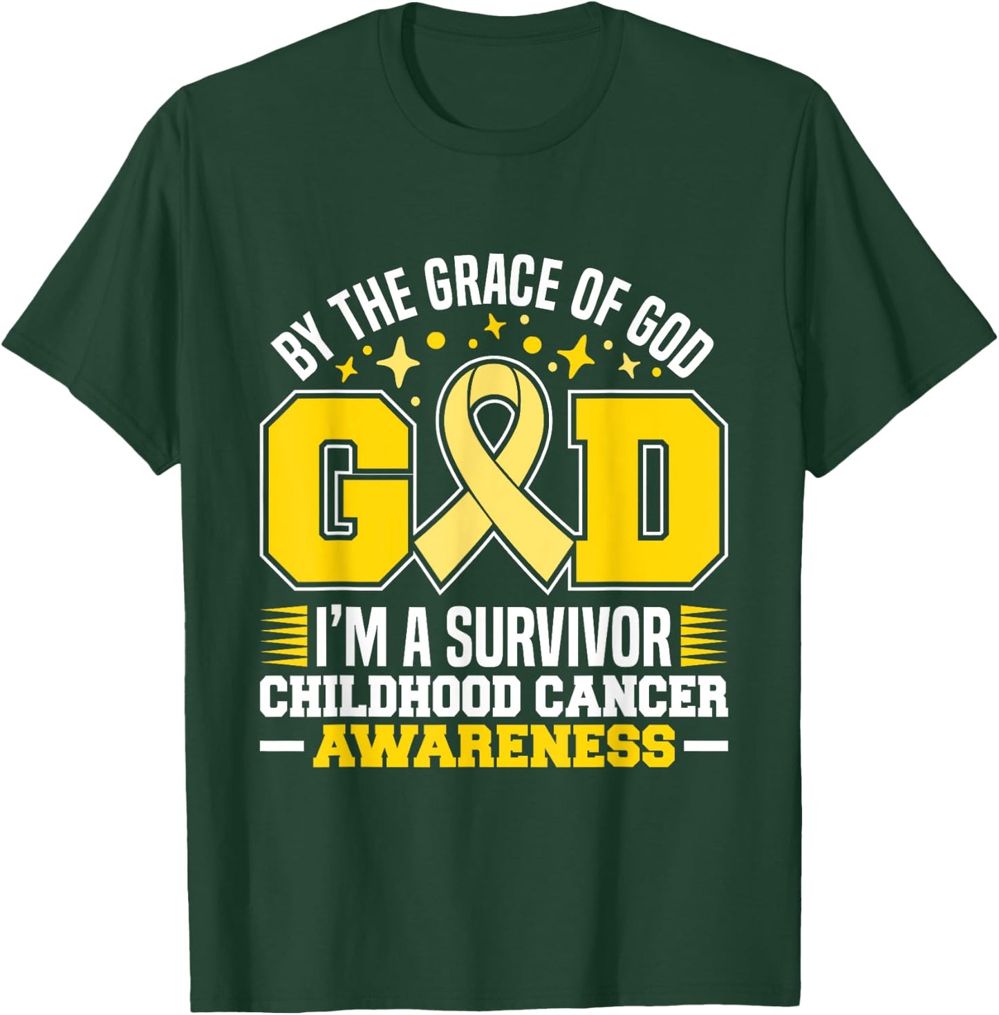 By The Grace God I'm A Survivor Childhood Cancer Survivor T-Shirt - T-Shirt | Forest