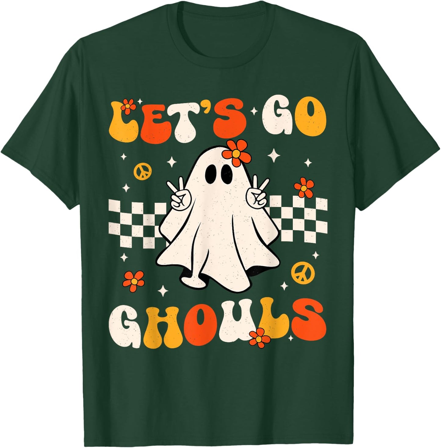 Groovy Lets Go Ghouls Ghost Halloween Costume Women Girl Kid T-Shirt - T-Shirt | Forest