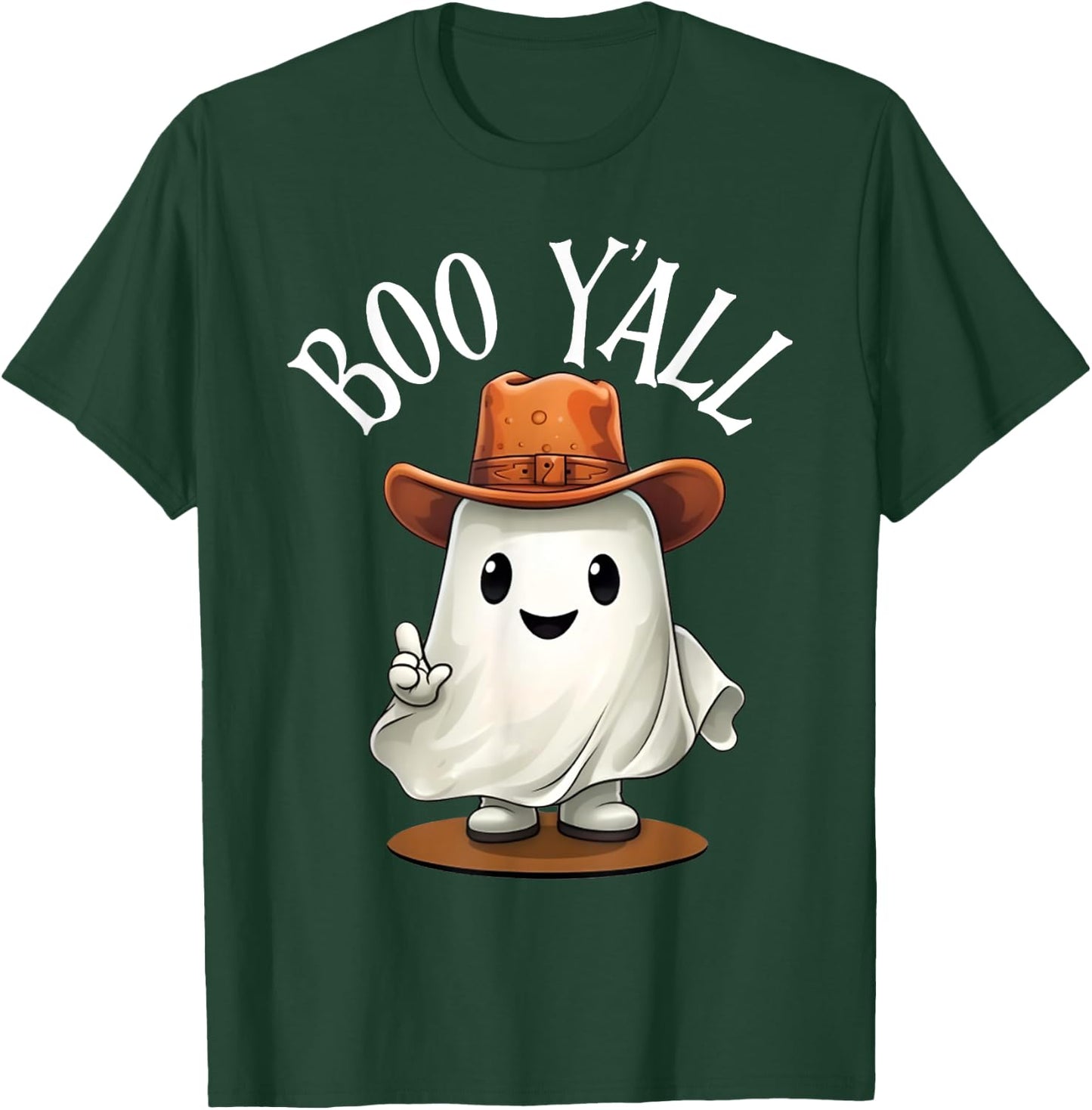 Boo Y'all Cowboy Hat Ghost Funny Halloween Costume Southern T-Shirt - T-Shirt | Forest