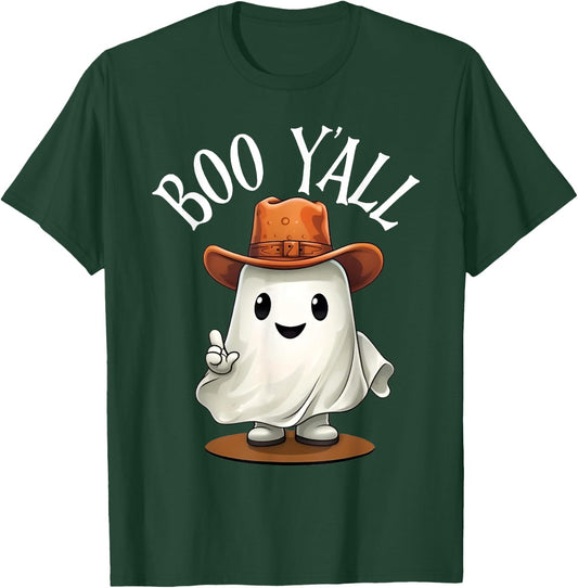 Boo Y'all Cowboy Hat Ghost Funny Halloween Costume Southern T-Shirt - T-Shirt | Forest