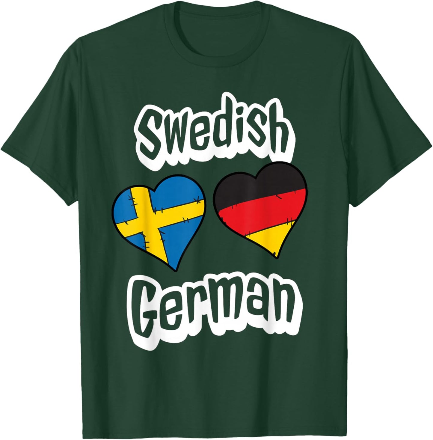 Swedish German Flag Heart Combo Sweden Germany T-Shirt - T-Shirt | Forest