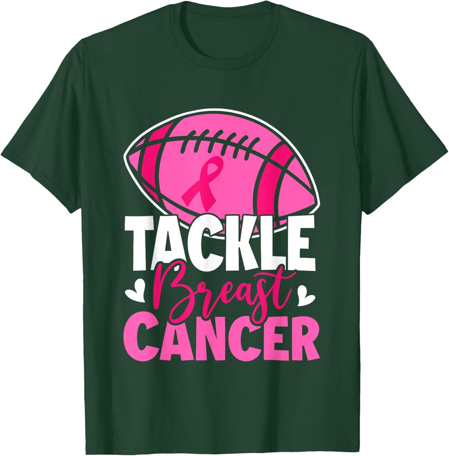 Football Breast Cancer Awareness Tackle Pink Ribbon Boy Kids T-Shirt - T-Shirt | Forest