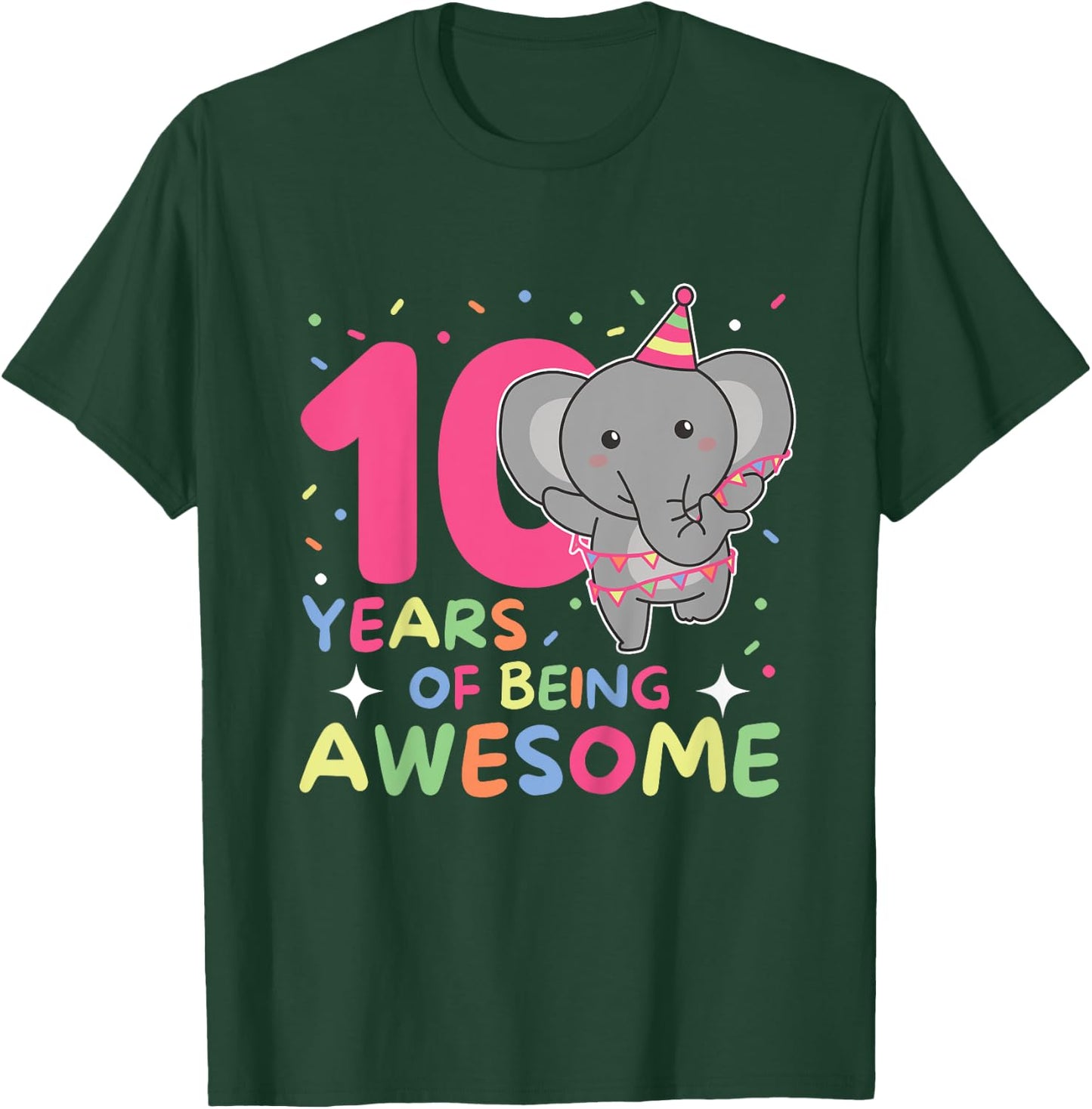 Elephant For 10th Birthday For Children Ten Years Old T-Shirt - T-Shirt | Forest