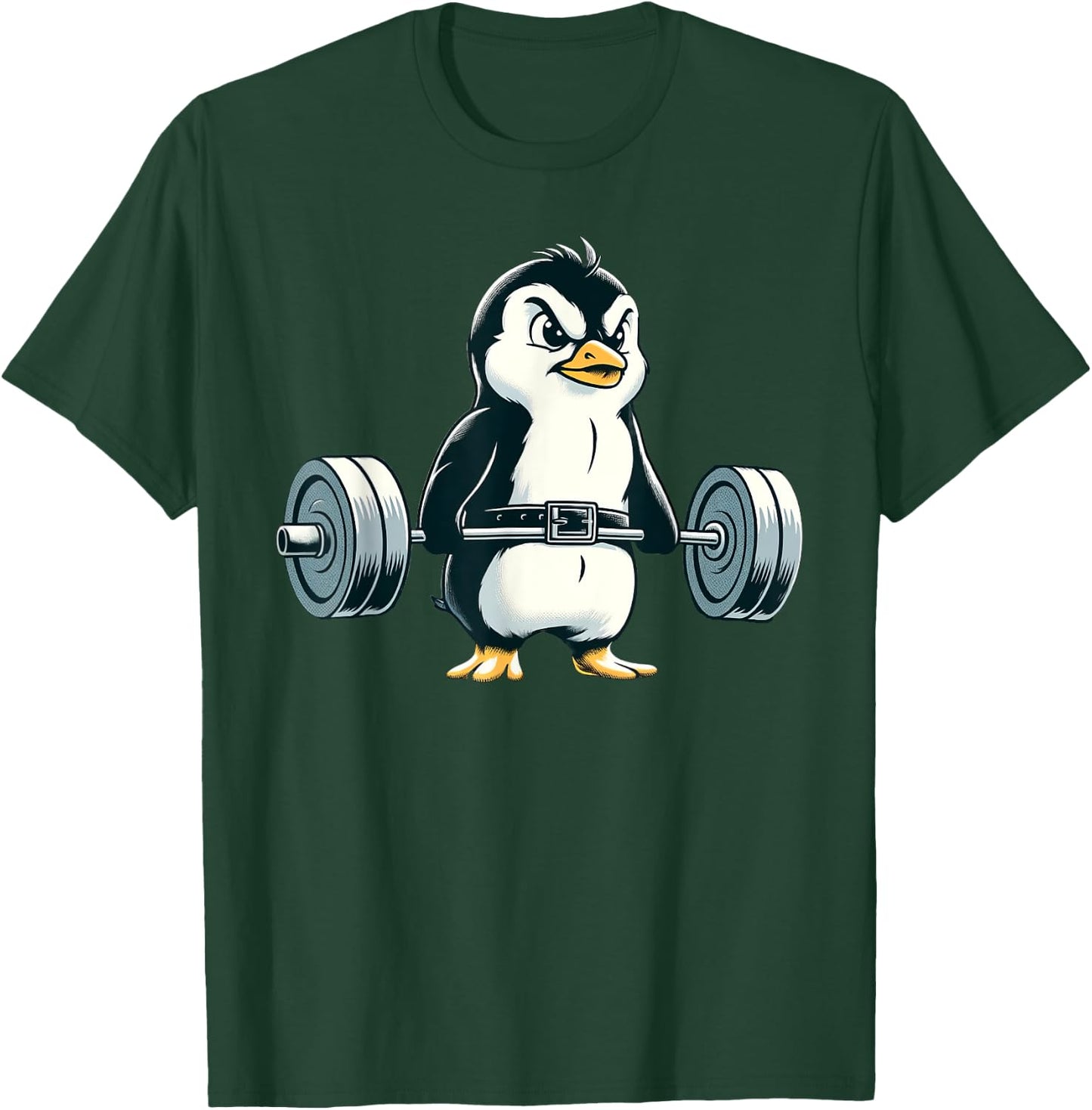 Penguin Powerlifting Weightlifting Gym Workout T-Shirt - T-Shirt | Forest