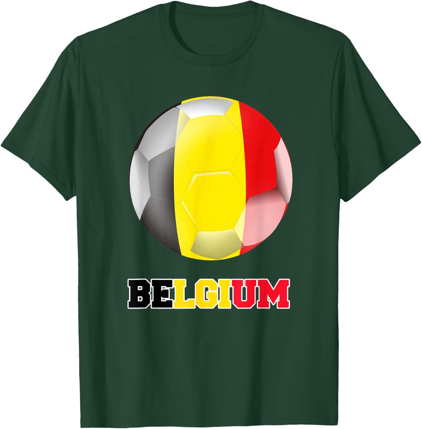 Belgium Soccer Shirt Soccer Ball Belgian Flag Soccer T-Shirt - T-Shirt | Forest