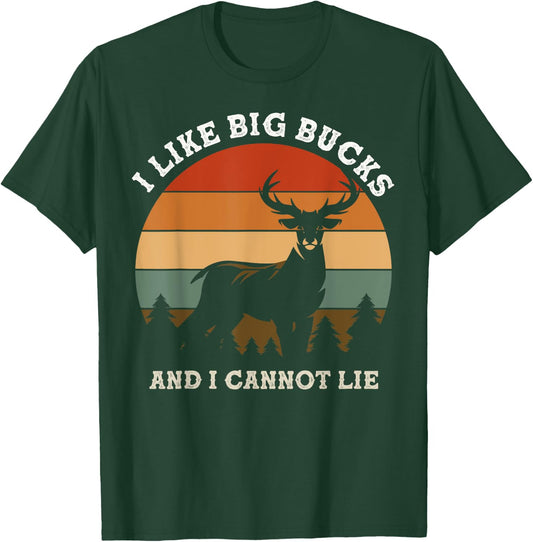 I like big bucks and i cannot lie retro with mountain pine T-Shirt - T-Shirt | Forest