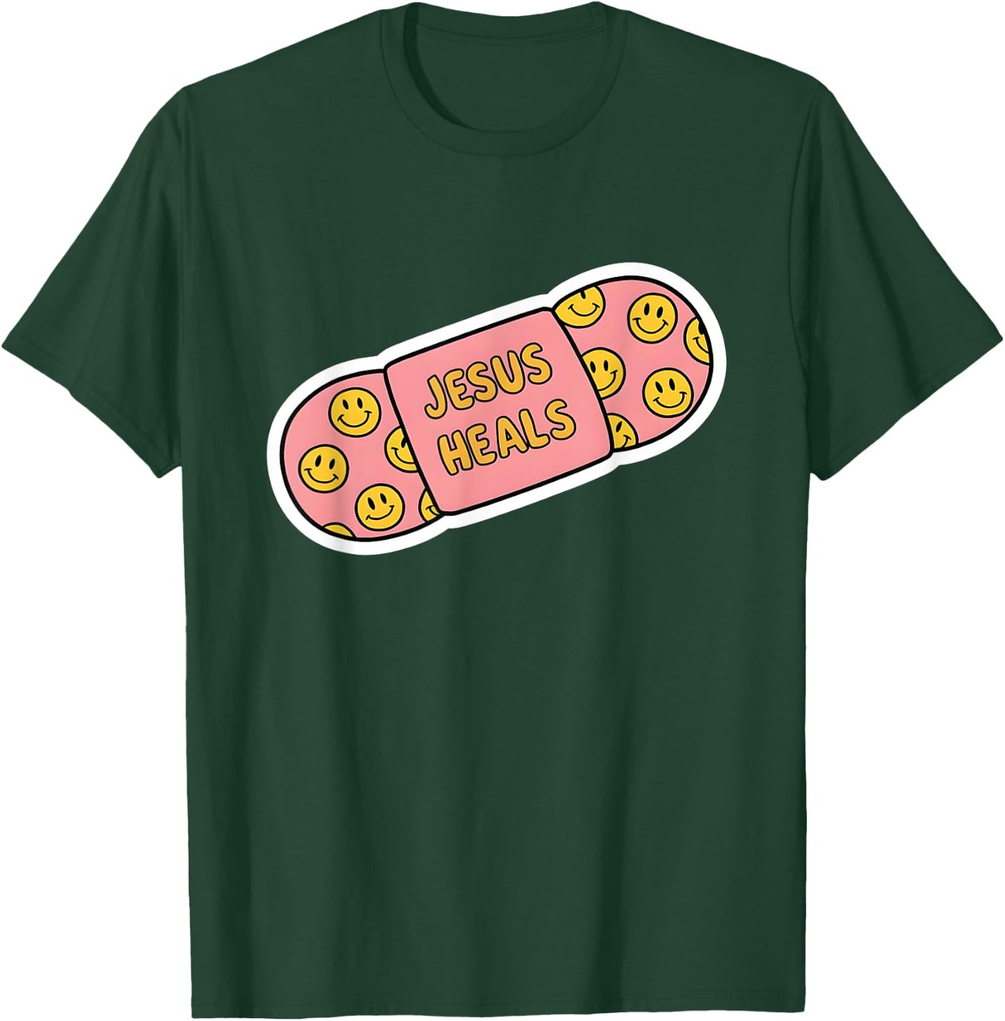 Jesus Heals Plaster - Cute Patch Religious Christian Faith T-Shirt - T-Shirt | Forest