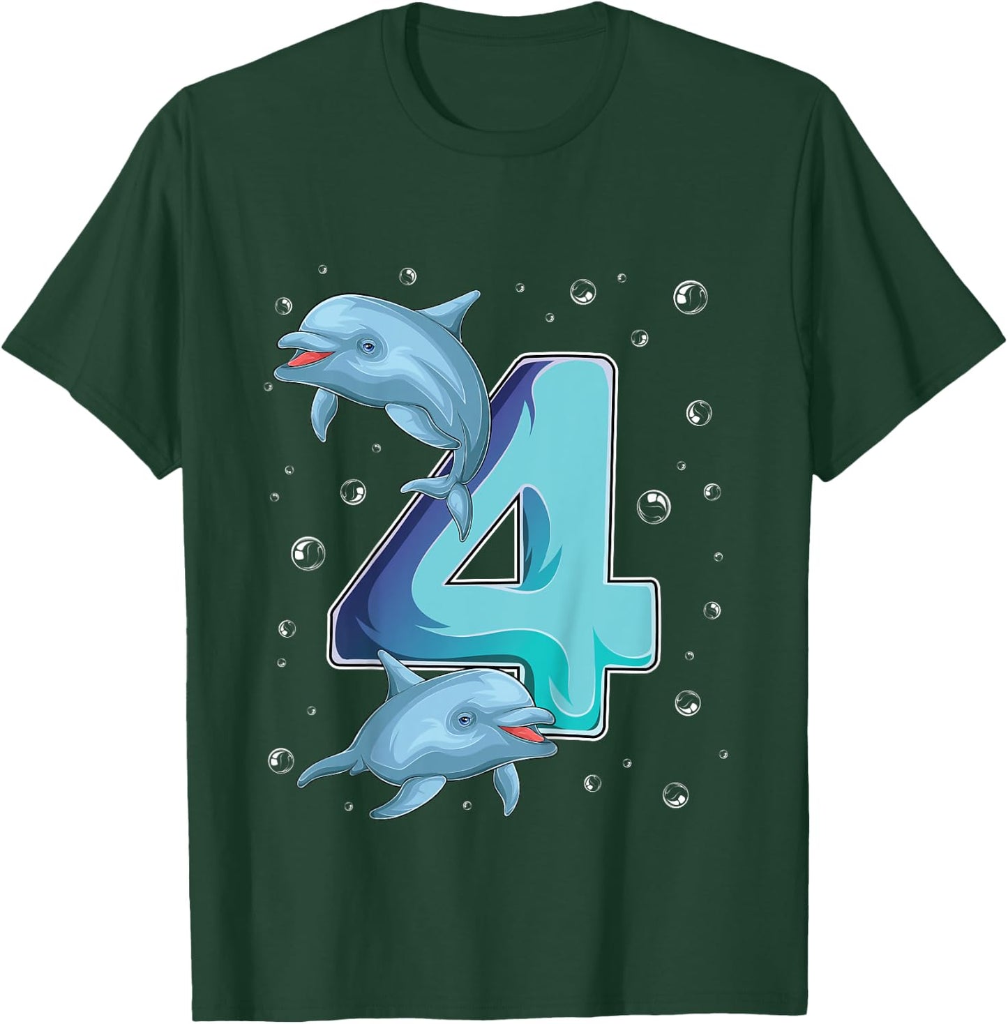 4 Year Old Dolphin 4th Birthday Girl Party Dolphin Lover T-Shirt - T-Shirt | Forest