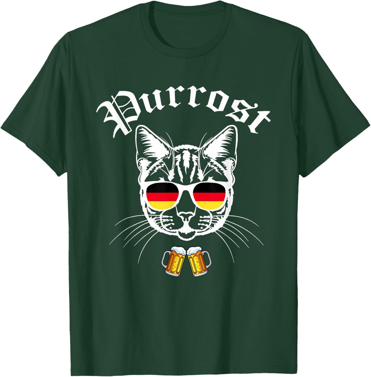 Oktoberfest Prost Funny German Flag Pun Purrost Cat Festival T-Shirt - T-Shirt | Forest