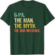 G-Pa The Man The Myth Bad Influence Funny Vintage Retro GPa T-Shirt - T-Shirt | Forest