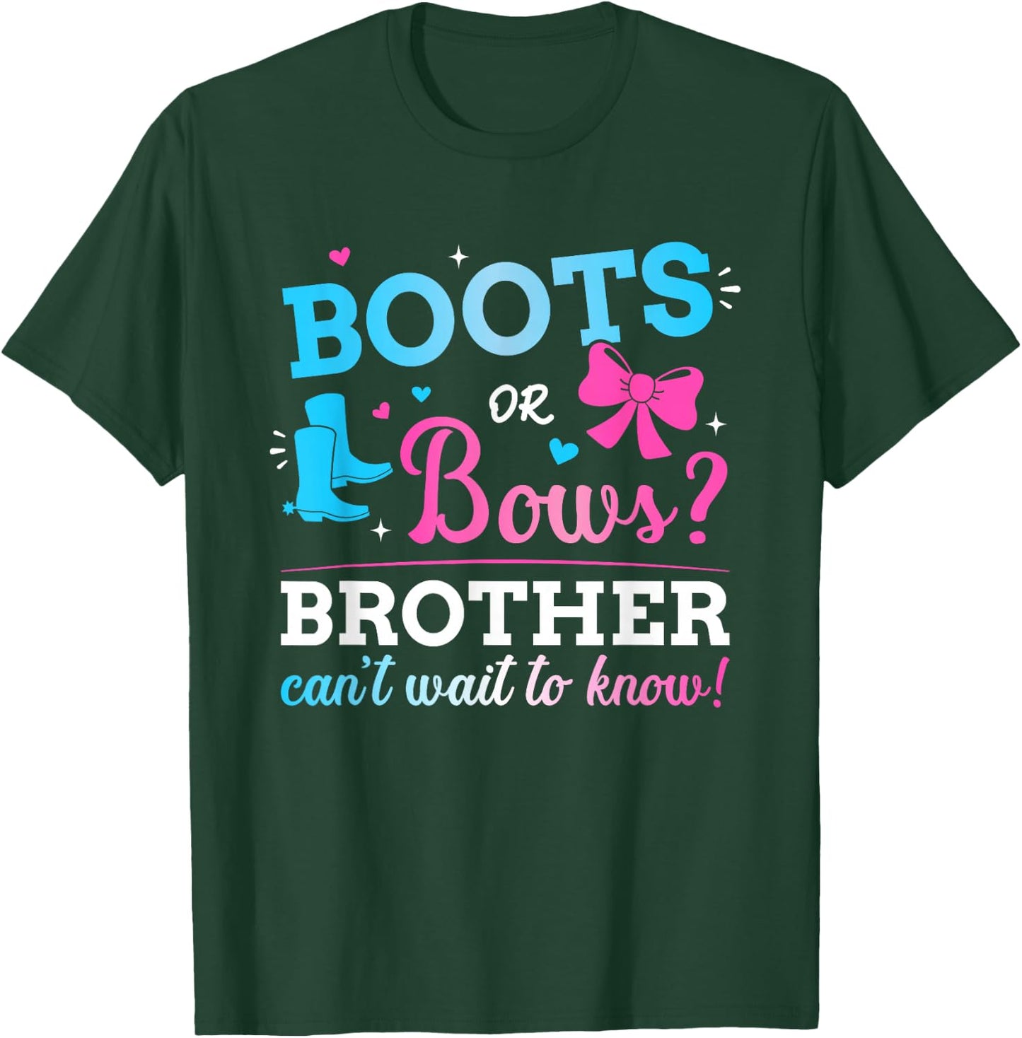 Gender reveal boots or bows brother matching baby party T-Shirt - T-Shirt | Forest