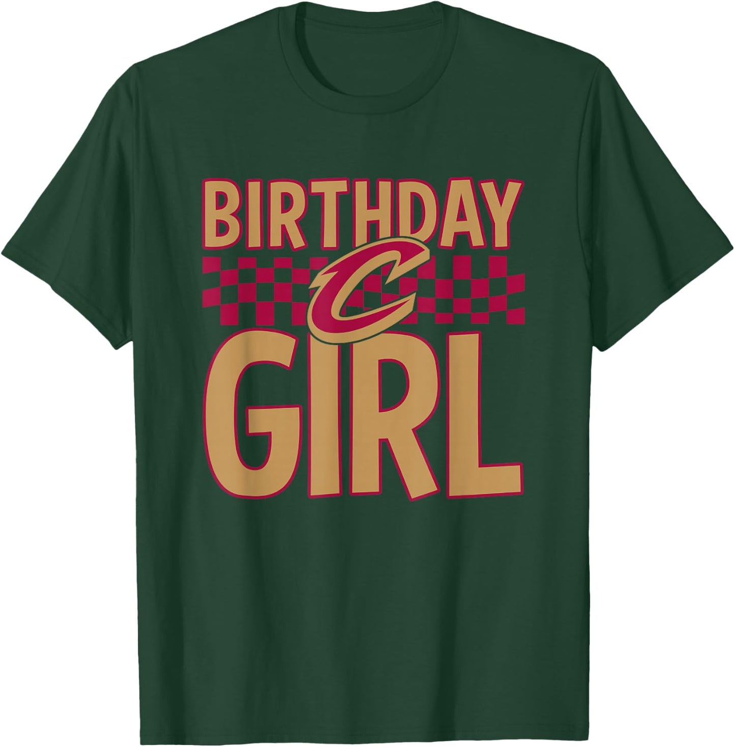 NBA Cleveland Cavaliers Birthday Girl Checkered Logo T-Shirt - T-Shirt | Forest
