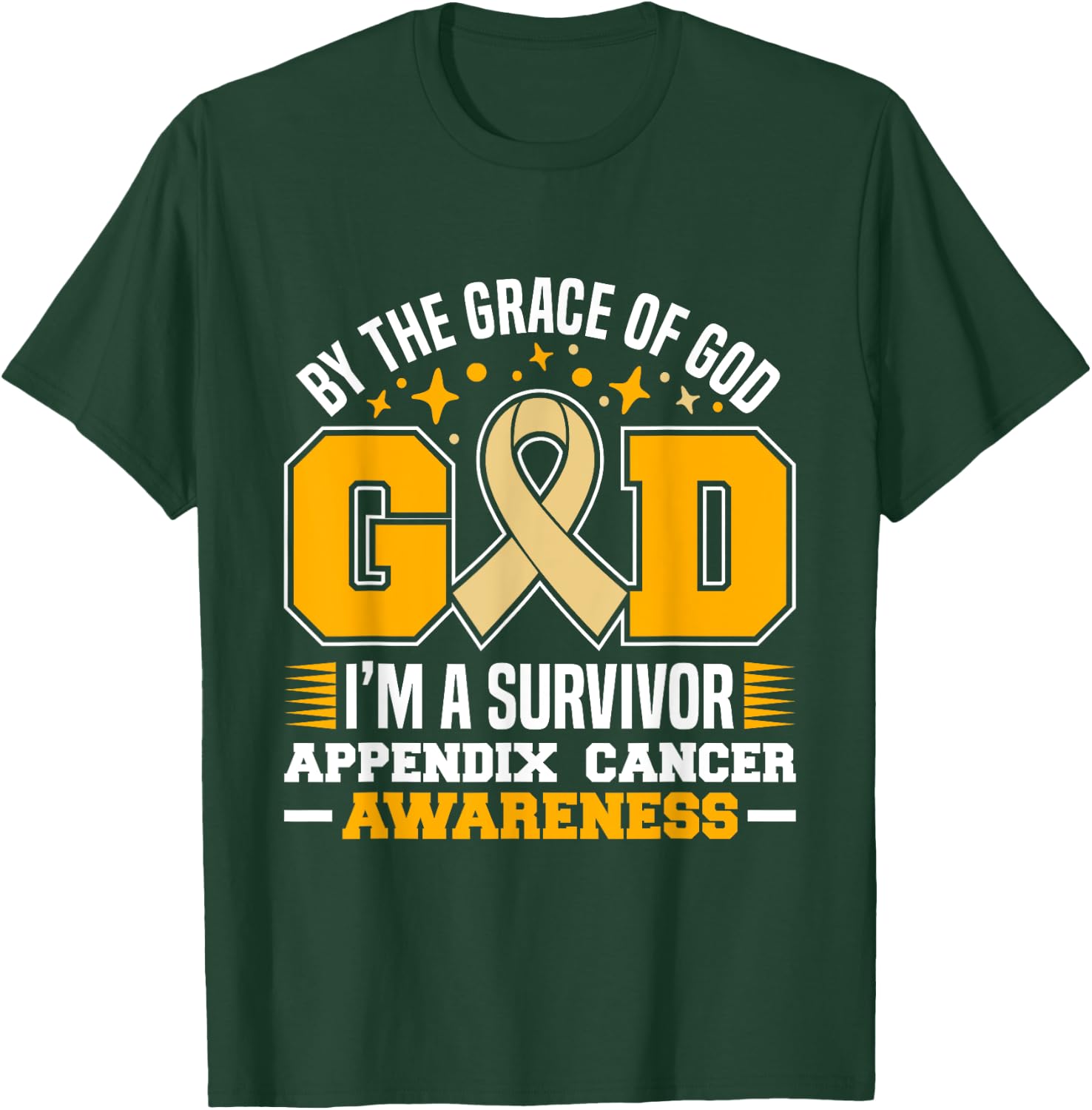 By The Grace God I'm A Survivor Appendix Cancer Survivor T-Shirt - T-Shirt | Forest
