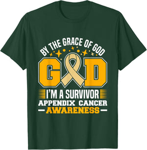 By The Grace God I'm A Survivor Appendix Cancer Survivor T-Shirt - T-Shirt | Forest