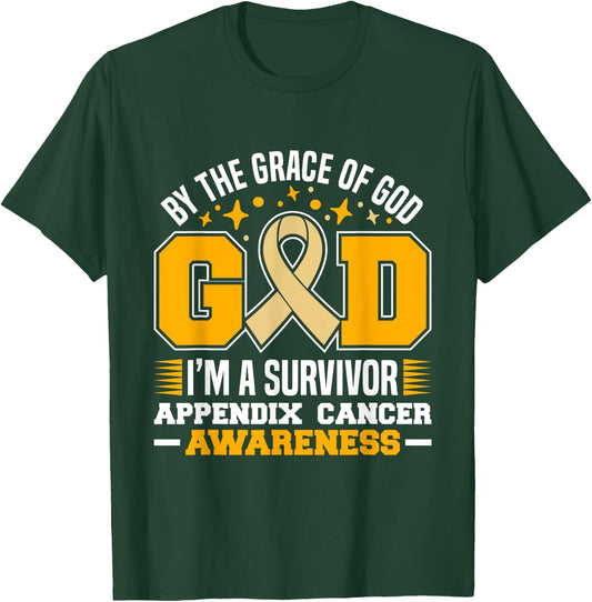By The Grace God I'm A Survivor Appendix Cancer Survivor T-Shirt - T-Shirt | Forest