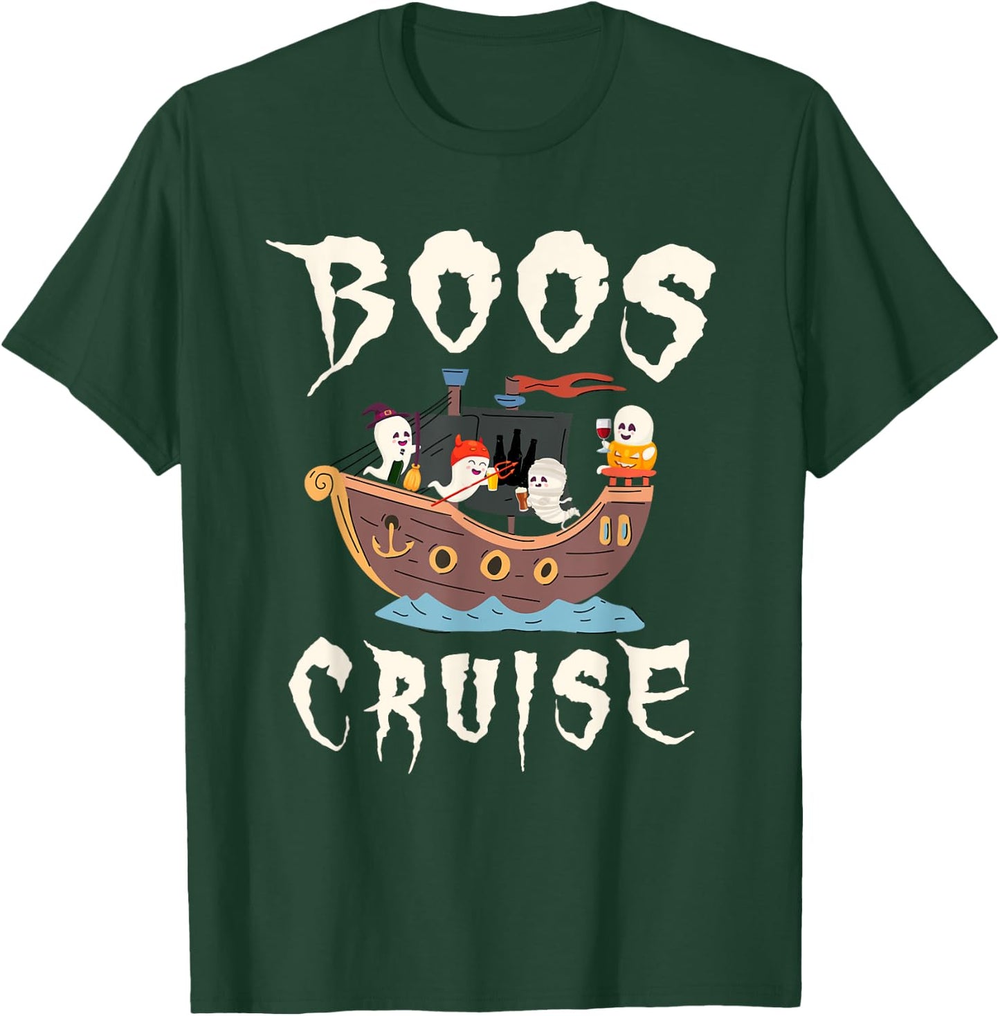 Halloween Party Wine Beer Drinking Boos Cruise T-Shirt - T-Shirt | Forest