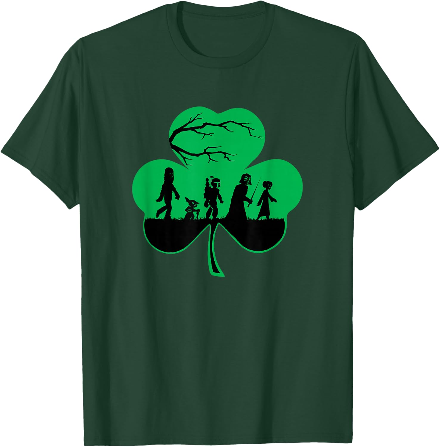 Star Wars Characters Silhouettes Shamrock St. Patrick's Day T-Shirt - T-Shirt | Forest