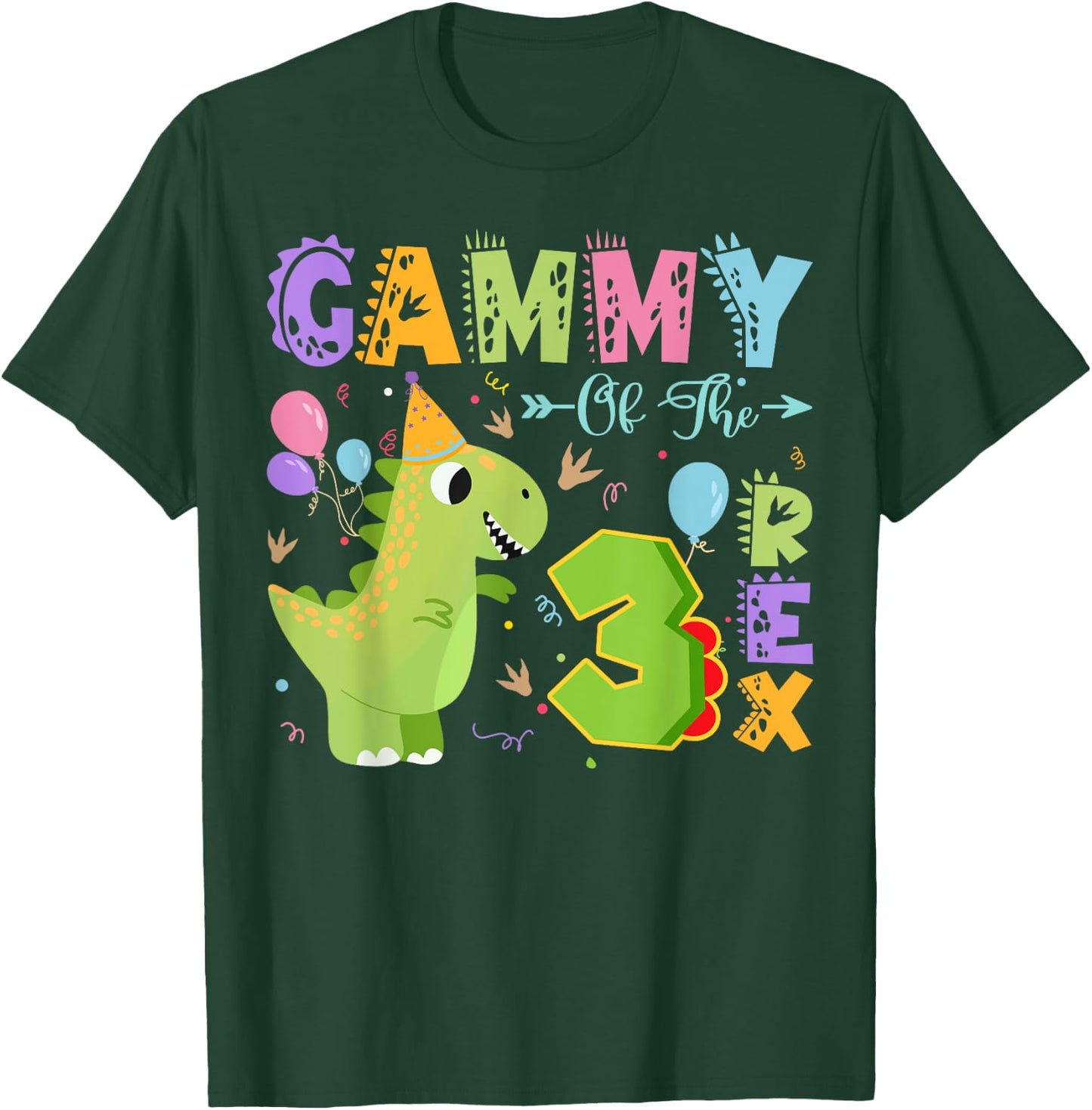Gammy Of The Three Rex 3Rd Birthday Dinosaur Party T-Shirt - T-Shirt | Forest
