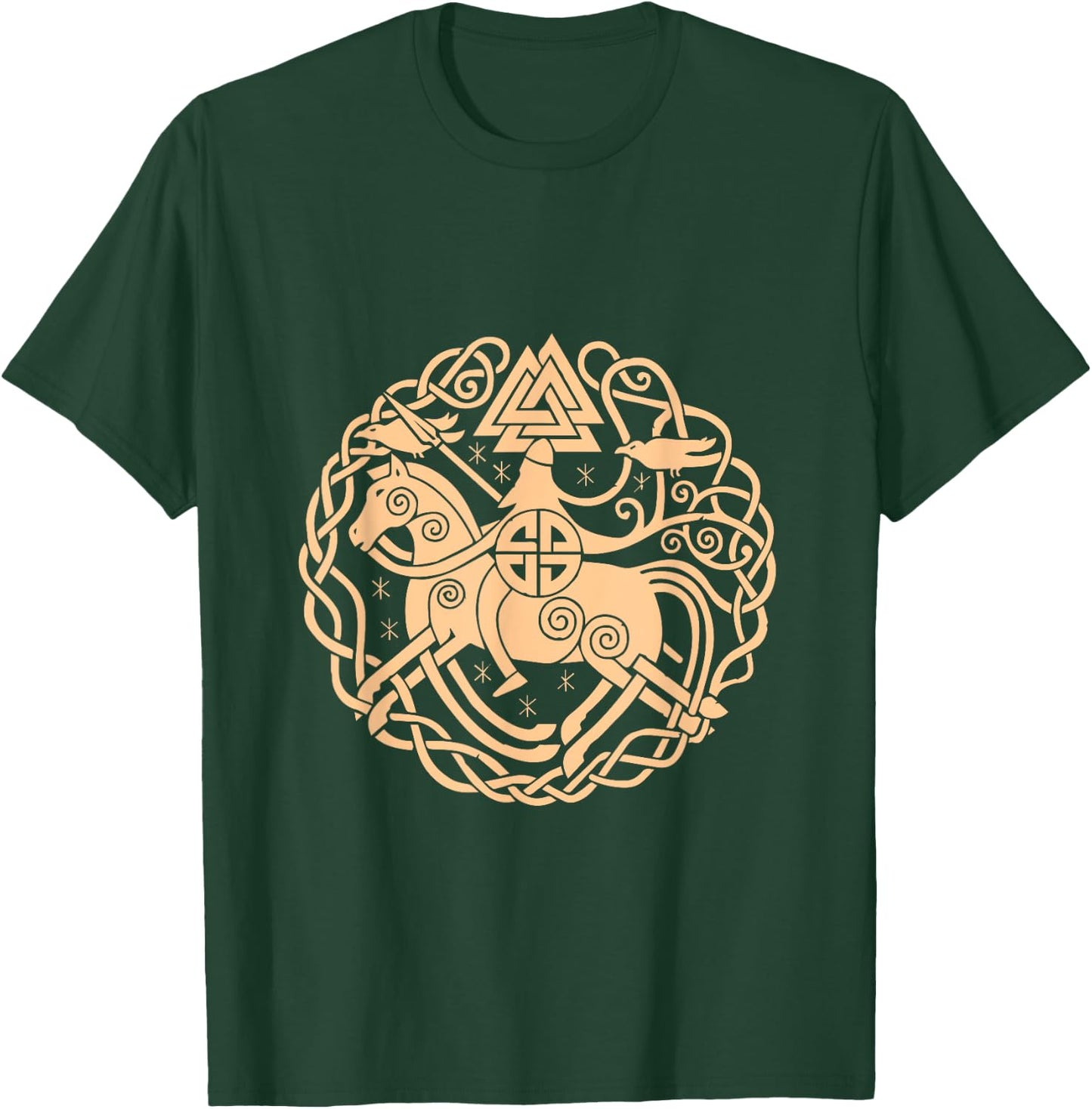 Viking Symbols Horse Valhalla Scandinavia Raven Gift T-Shirt - T-Shirt | Forest