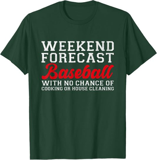 Retro Baseball Mom Mother's Day Weekend Forecast Baseball T-Shirt - T-Shirt | Forest
