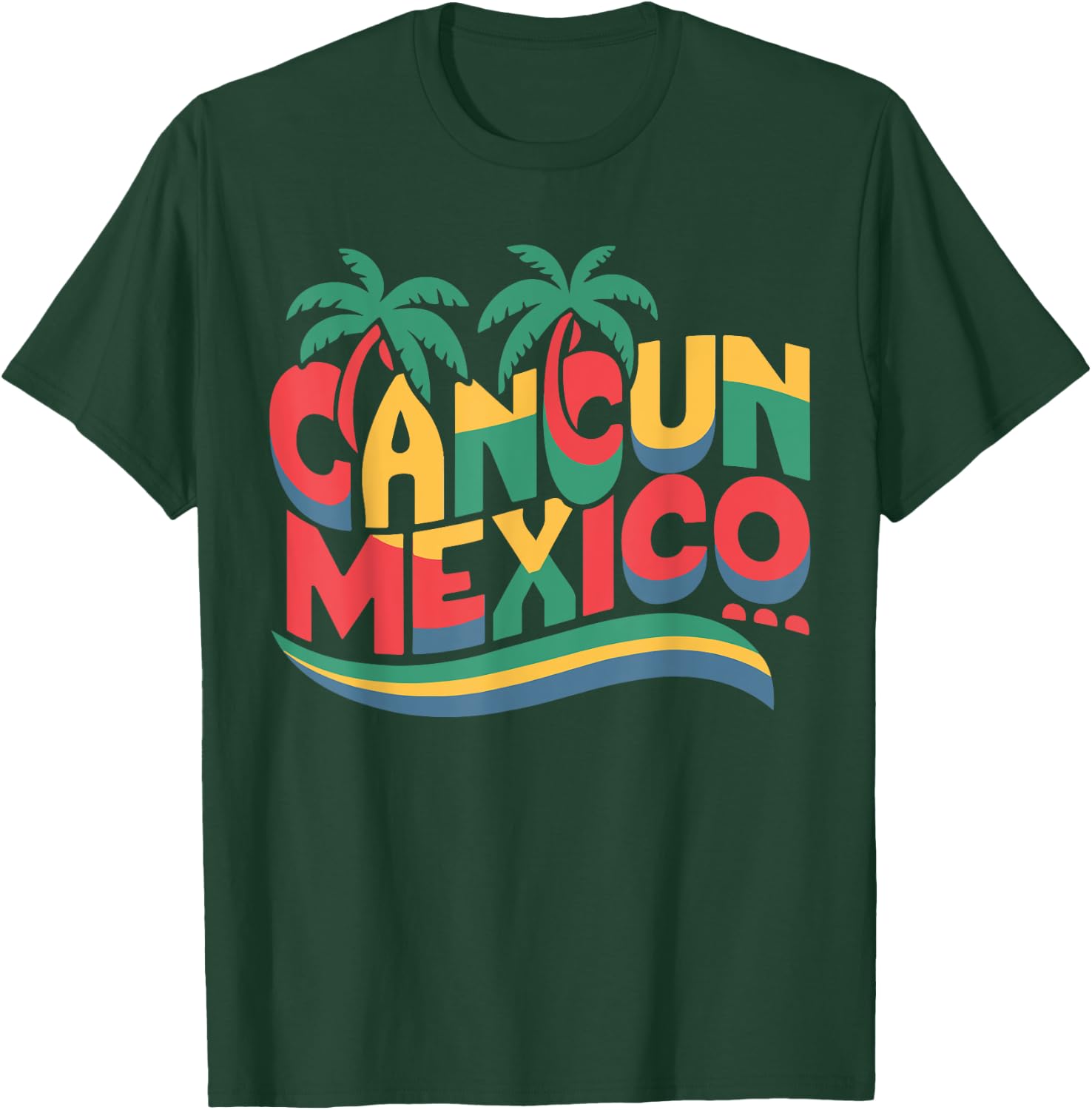 Funny Cancun Mexico Colorful Typography T-Shirt - T-Shirt | Forest