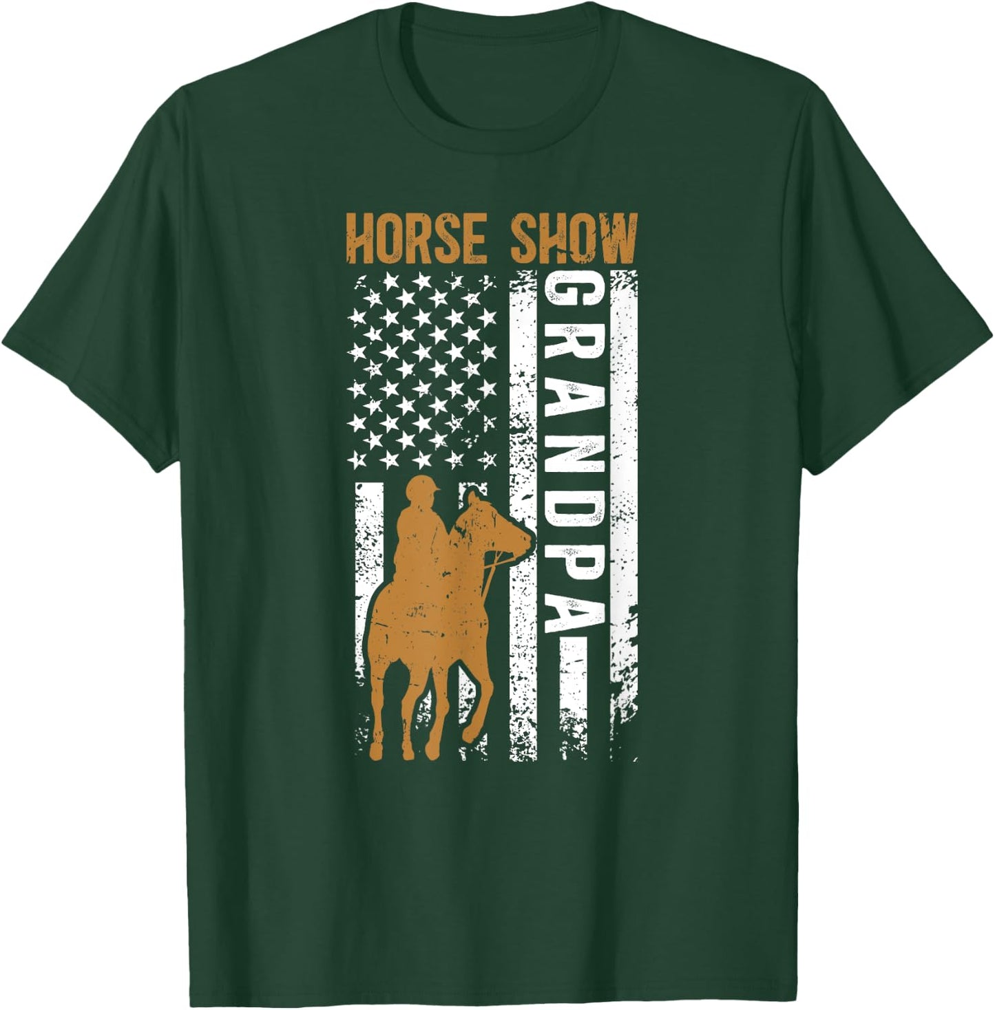 Horse Show Grandpa US Flag Equestrian Grandfather T-Shirt - T-Shirt | Forest