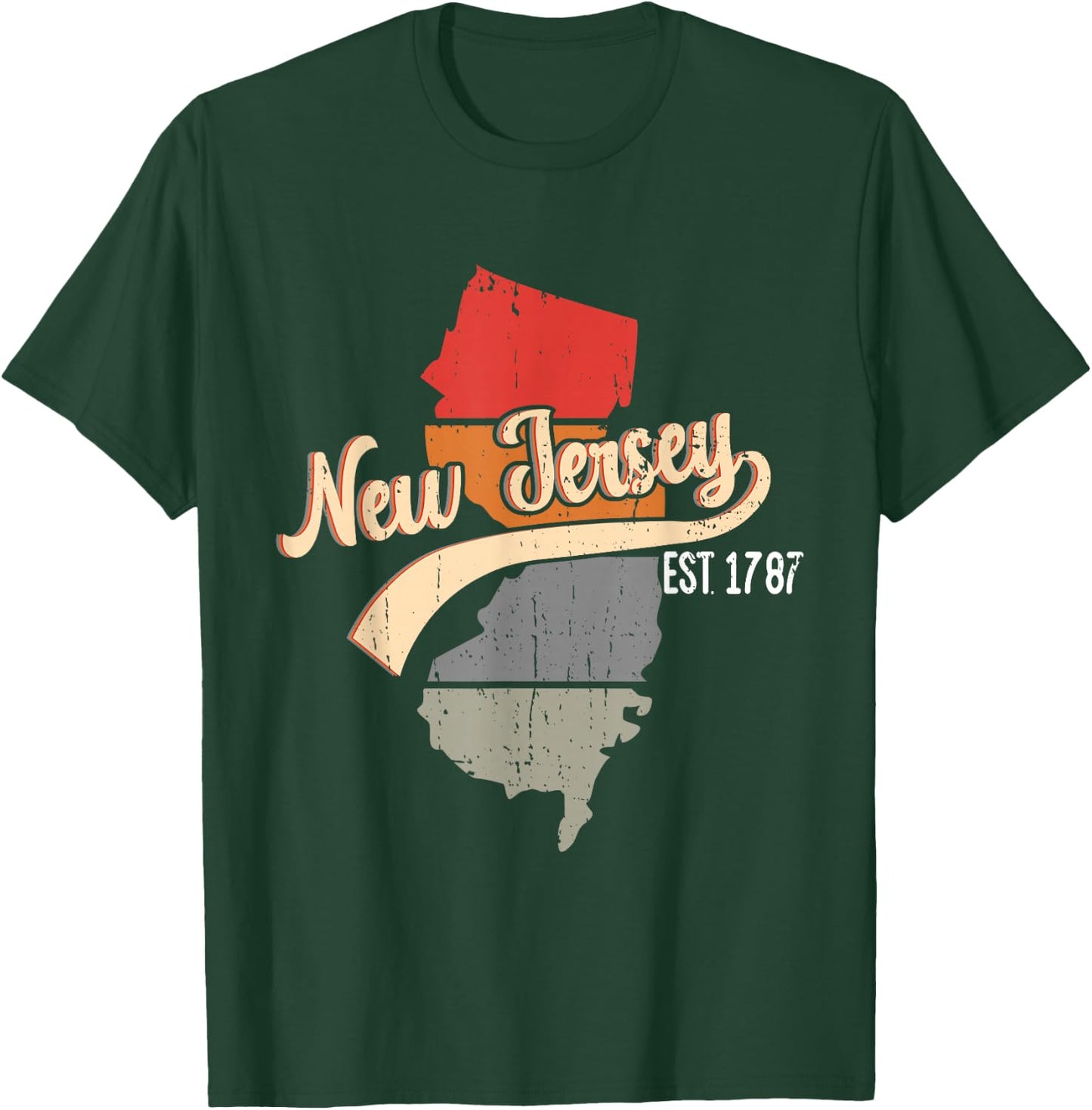 New Jersey Home State NJ Sunburst Vintage Retro Design T-Shirt - T-Shirt | Forest