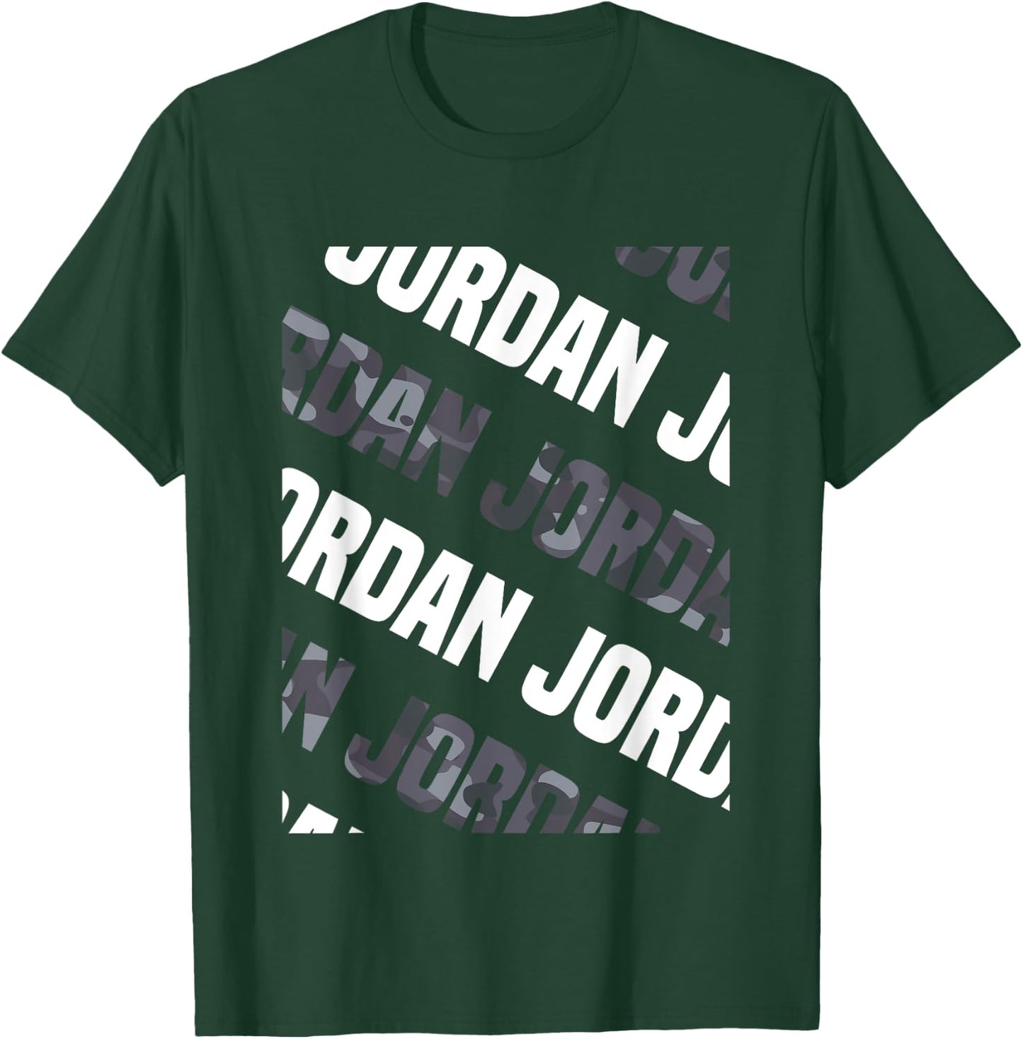 Diagonal Jordan Pattern Design Gift Grey Camouflage Print T-Shirt - T-Shirt | Forest