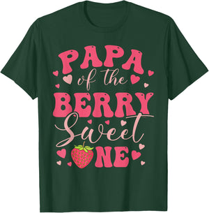 Papa Of The Berry Sweet One Strawberry First Birthday T-Shirt - T-Shirt | Forest