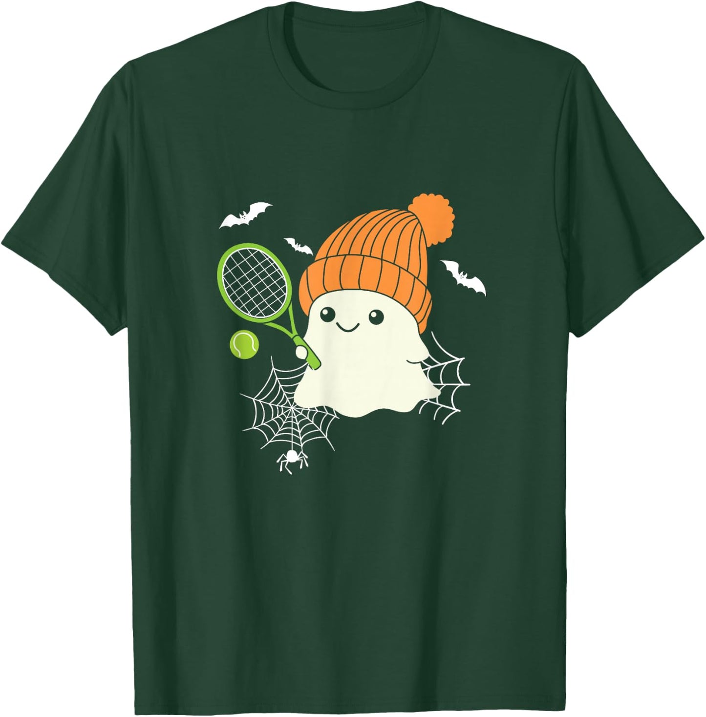 Boo Ghost Playing Tennis Funny Halloween Tennis Costume T-Shirt - T-Shirt | Forest